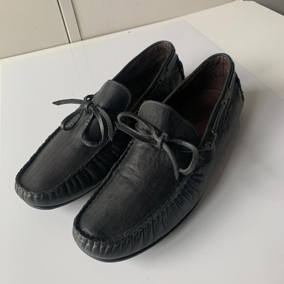 Made‎ ITALY BACCO BUCCI Muse Black Leather Bow Loafers Driver Shoes Men's Sz 11 - Picture 8 of 12